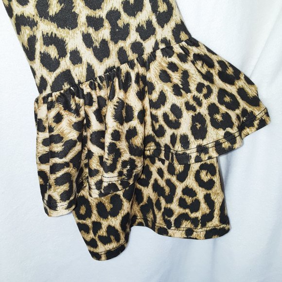 C & C California Y2K Animal Print Long Flared Ruffle Long Sleeve Top L - Picture 5 of 7
